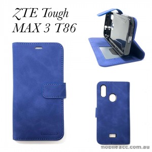 Soft Feeling Mooncase Diary  Wallet Case Cover For Telstra  ZTE Tough MAX 3 T86  Blue