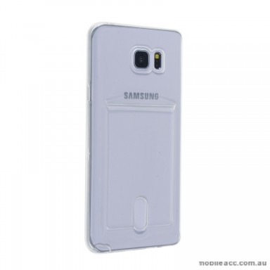 Card Slot TPU Back Case for Samsung Galaxy J1 Clear