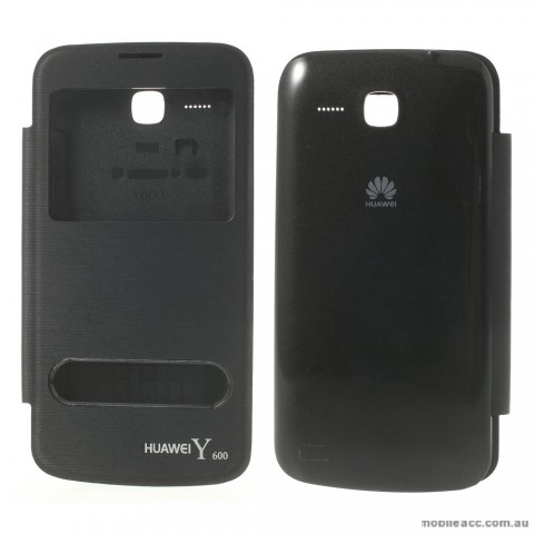 Window View Flip Cover for Huawei Ascend Y600 - Black