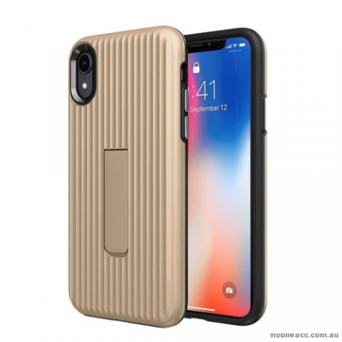 Luggage Case with Kickstand Shockproof Heavy Duty Case Cover For Iphone XR 6.1'  Gold
