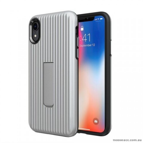 Luggage Case with Kickstand Shockproof Heavy Duty Case Cover For Iphone XR 6.1'  Silver