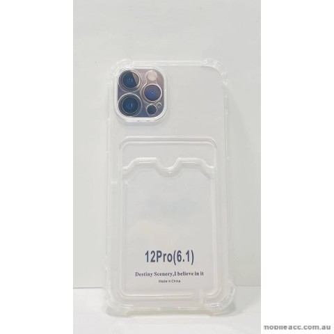 2.0MM Anti Shock TPU Card Slot Case For iPhone 12 6.1inch  Clear