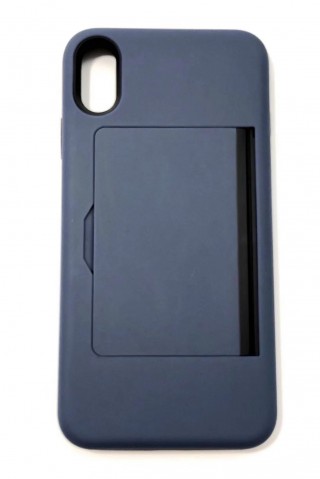 Soft Feeling Hard  Heavy Duty Case With Card Holder For iPhone XS MAX  6.5'  Navy Blue