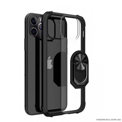 Hard Shockproof Heavy Duty Case With Stand and Magnet  For iPhone 11 6.1"  Clear Black