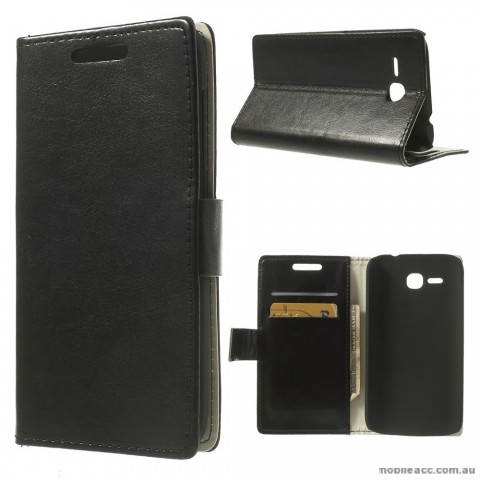 Magnetic Wallet Case Cover for Huawei Ascend Y600 - Black