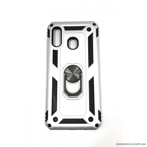 Anti Shock with Magnet Stand case for Samsung  A20 A30 Silver