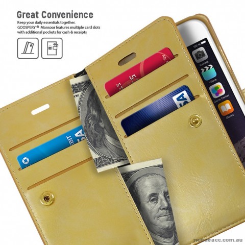 Original Mercury Mansoor Wallet Diary Case for iPhone 6 Plus / 6S Plus Hot Gold