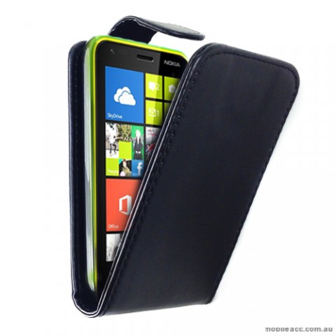 Synthetic PU Leather Flip Case for Nokia Lumia 620 - Black