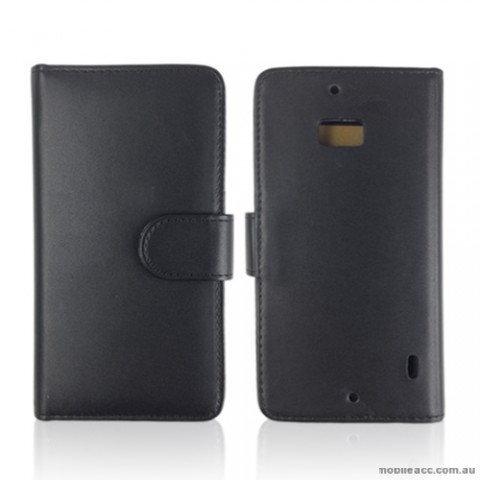 Synthetic Leather Wallet Case Cover for Nokia Lumia 930 - Black