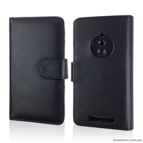 Synthetic Leather Wallet Case for Nokia Lumia 830 - Black