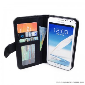 PU Leather Wallet Case for Samsung Galaxy Note2 - Black