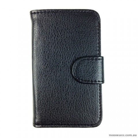 Synthetic Leather Wallet Case for Telstra Samsung Galaxy Young S6310 - Black