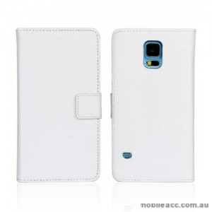 Synthetic Leather Wallet Case Cover for Samsung Galaxy S5 - White