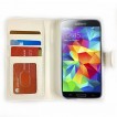 Synthetic Leather Wallet Case Cover for Samsung Galaxy S5 - White