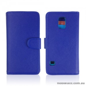 Synthetic Leather Wallet Case Cover for Samsung Galaxy S5 - Blue