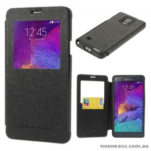 Korean WOW Window View Flip Cover for Samsung Galaxy Note 4 - Black