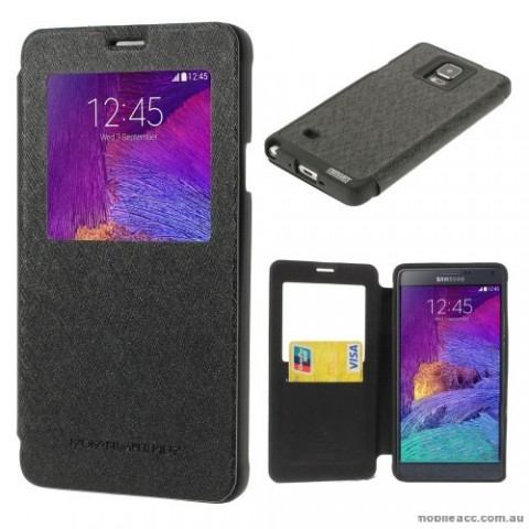 Korean WOW Window View Flip Cover for Samsung Galaxy Note 4 - Black