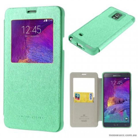 Korean WOW Window View Flip Cover for Samsung Galaxy Note 4 - Green