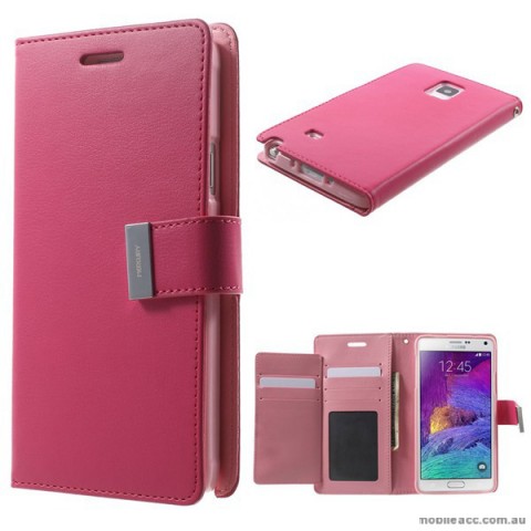 Korean Mercury Rich Wallet Case for Samsung Galaxy Note 4 - Hot Pink