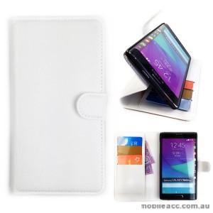 Synthetic Leather Wallet Pouch Case for Samsung Galaxy Note Edge White