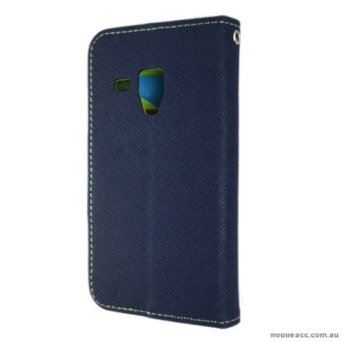 Wisecase Wallet Case Cover for Telstra Samsung Galaxy Trend Plus Navy Blue