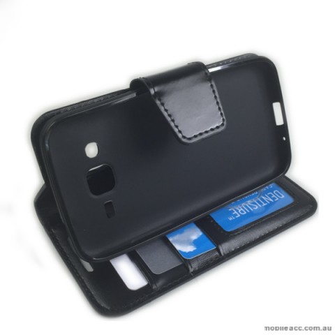 Samsung Galaxy Core Prime Stand Wallet Case Cover - Black