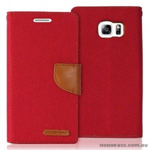 Korean Mercury Canvas Diary Wallet Case for Samsung Galaxy S6 Red