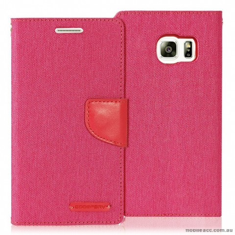 Korean Mercury Canvas Diary Wallet Case for Samsung Galaxy S6 Pink