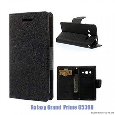 Korean Mercury Fancy Diary Wallet Case Cover for Samsung Galaxy Grand Prime G530 Black