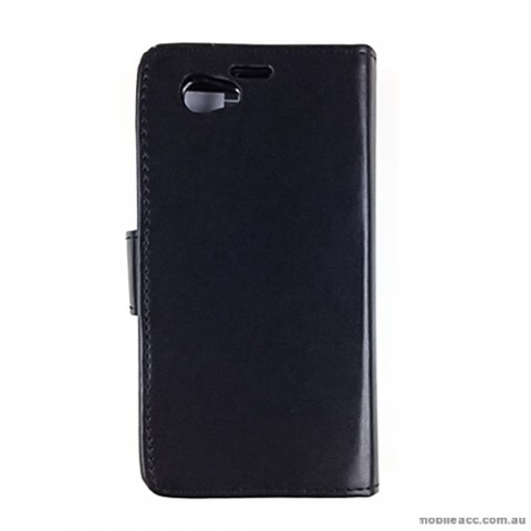 Synthetic Leather Wallet Case Cover for Sony Xperia Z1 Compact - Black