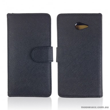 Synthetic Leather Wallet Case for sony Xperia M2 - Black