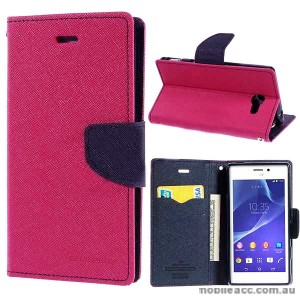 Mercury Fancy Diary Wallet Case for Sony Xperia M2 - Hot Pink