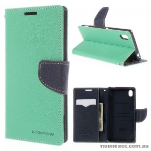 Korean Mercury Goospery Fancy Diary Wallet Case for Sony Xperia M4 Green