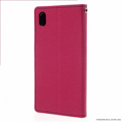 Korean Mercury Goospery Fancy Diary Wallet Case for Sony Xperia M4 Hot Pink