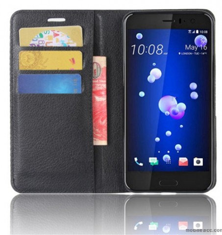 Mooncase Stand Wallet Case For HTC U11 - Black