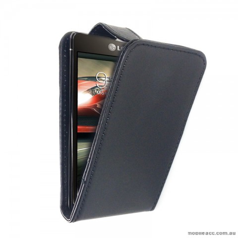Synthetic Leather Flip Pouch Case with Card Slots for LG Optimus F5 P875 - Black