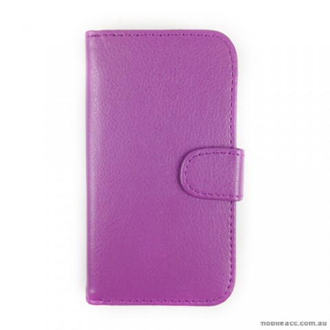 Synthetic Leather Wallet Case Cover for LG G2 D802 - Purple