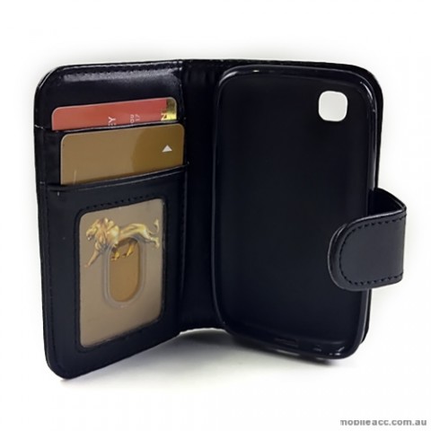 Synthetic Leather Wallet Case Cover for LG L40 - Black