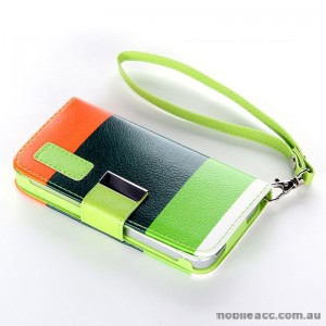 Painting Synthetic Leather Wallet Case for Apple iPhone 5/5S/SE - Green