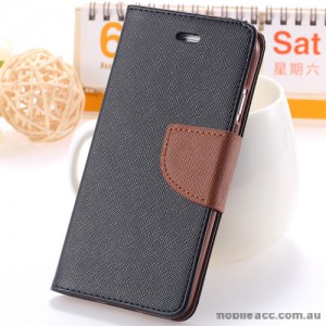 iPhone 6/6S Korean Mercury Fancy Diary Wallet Case - Black/Brown 