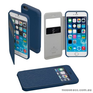 Korean WOW Window View Flip Cover for iPhone 6/6S - Navy Blue