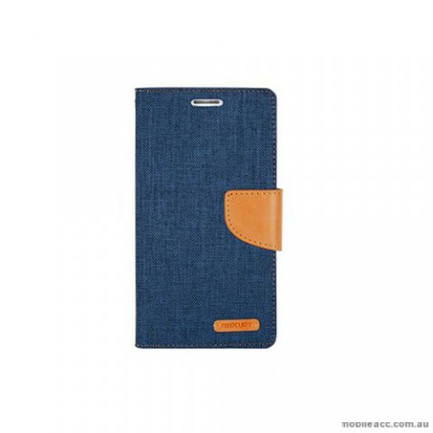 Korean Mercury Daily Canvas Diary Wallet Case for iPhone 6/6S Navy Blue