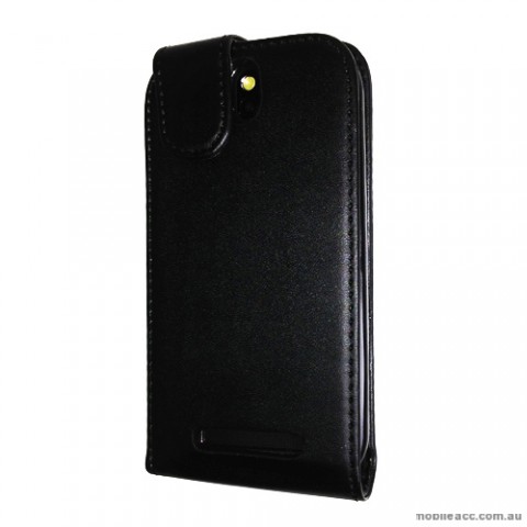 Synthetic Leather Flip Case for HTC One SV - Black