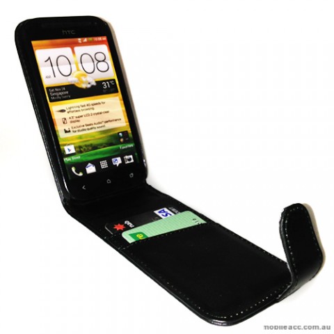 Synthetic Leather Flip Case for HTC One SV - Black