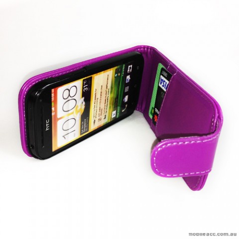 Synthetic PU Leather Flip Case for HTC One SV - Purple