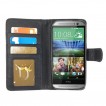 Synthetic Leather Wallet Case Cover for HTC One M8 - Black