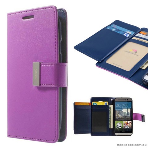 Korean Mercury Rich Diary Double Wallet Case for HTC one M9 - Purple