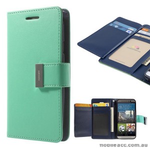 Korean Mercury Rich Diary Double Wallet Case for HTC one M9 - Green