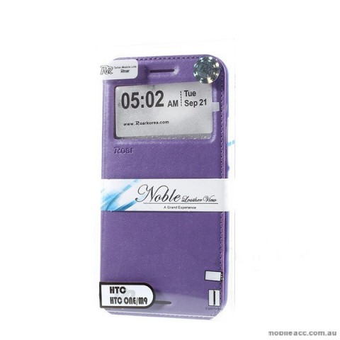 Korean Roar Wallet Case Cover for HTC One M9 - Purple