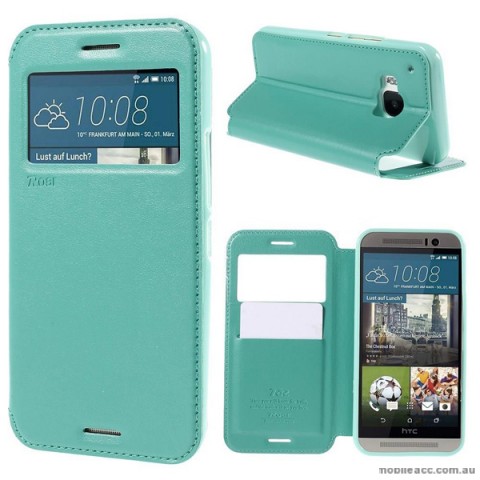Korean Roar Wallet Case Cover for HTC One M9 - Aqua